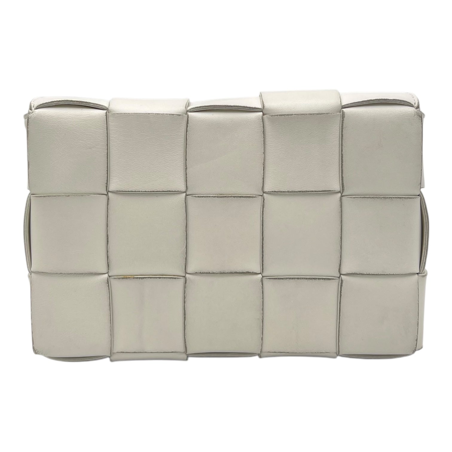 Bottega Veneta Cassette Crossbody Bag White in Calfskin, Silver hardware_2