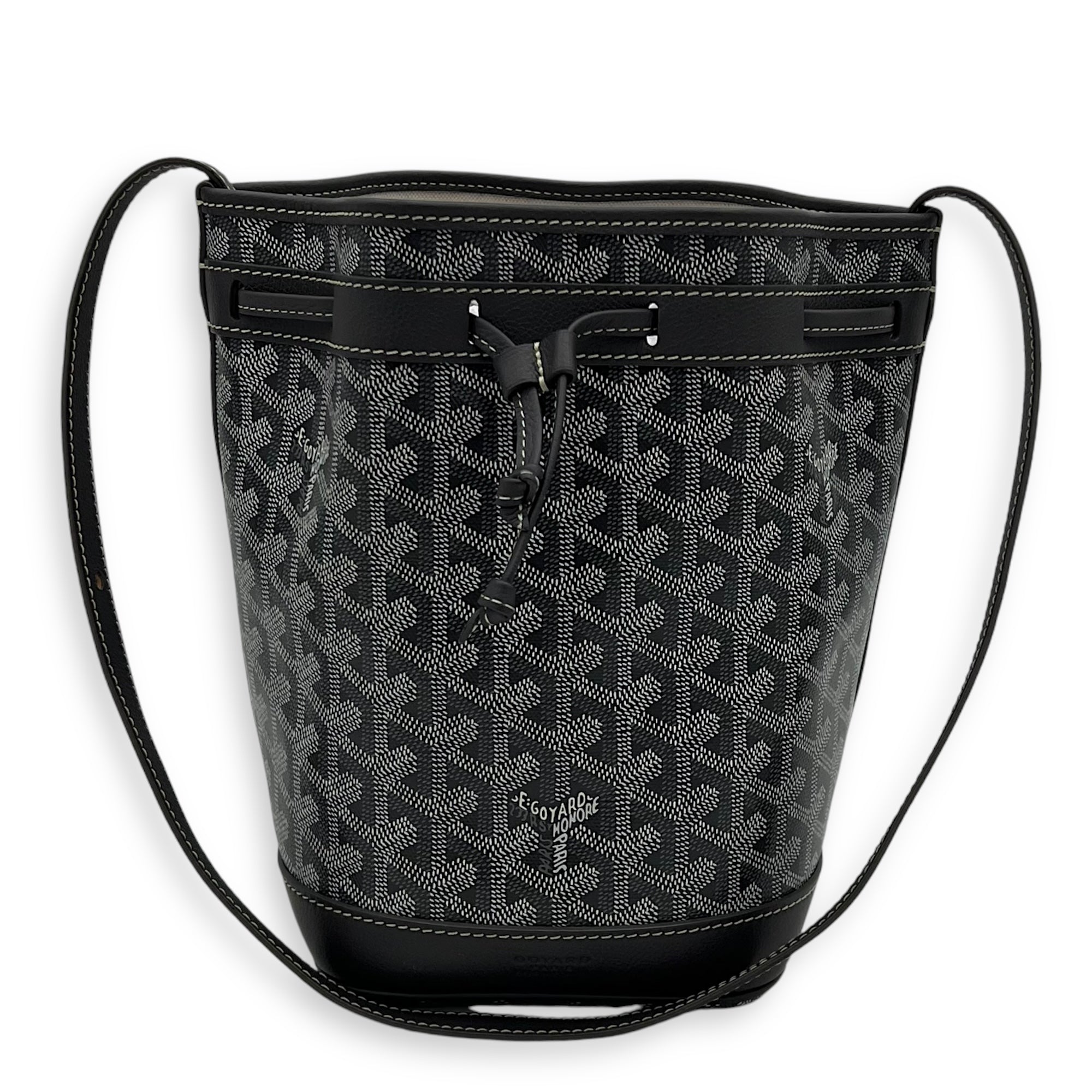 Goyard Petit Flot Crossbody Bag Grey in Coated Canvas, Silver hardware_11