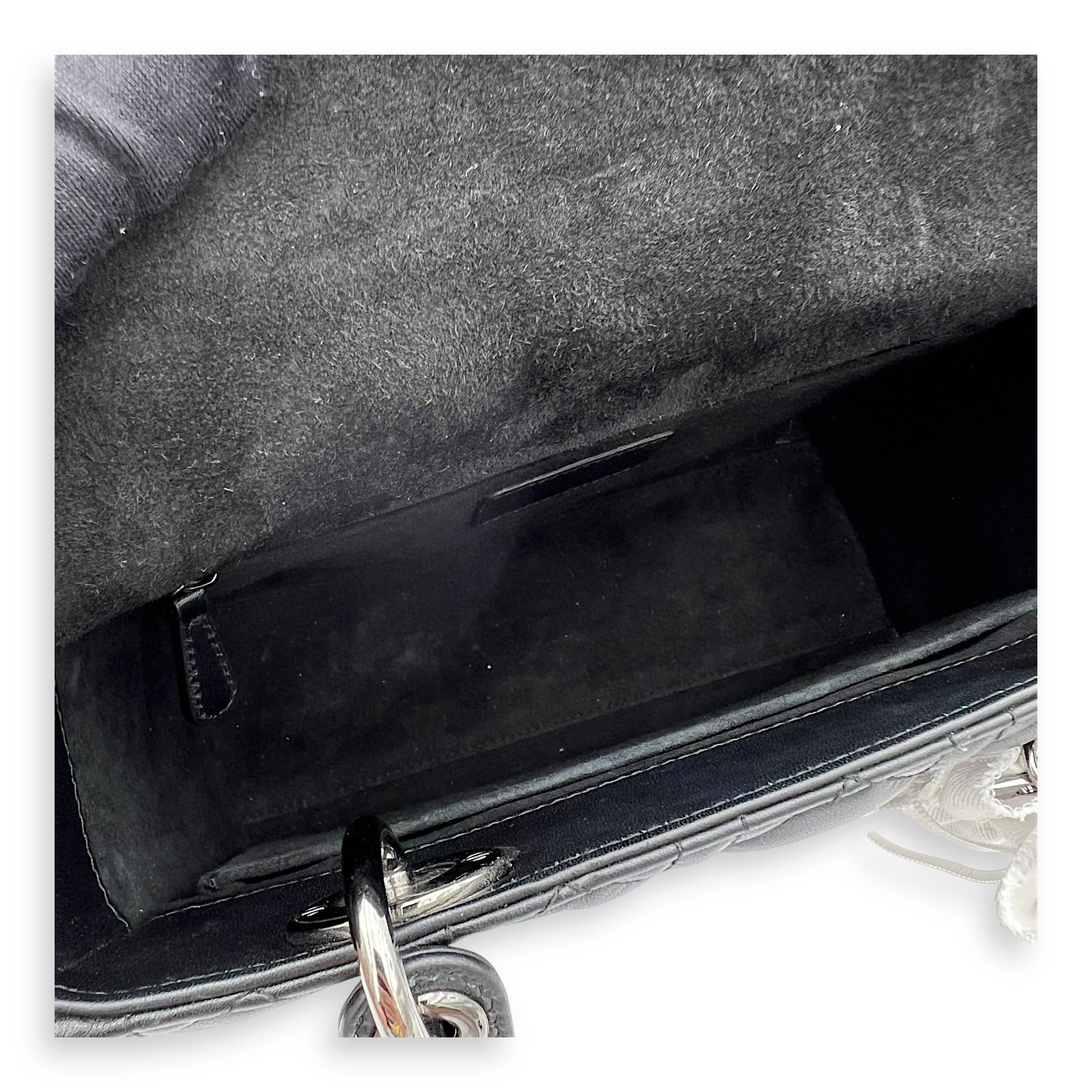Christian Dior Lady Dior Medium Black Top Handle Bag in Calfskin, Gunmetal hardware_6