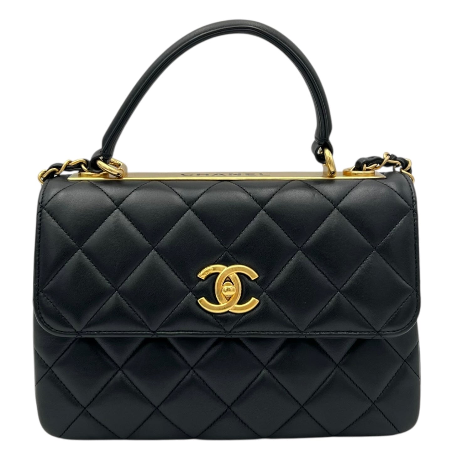 Chanel Trendy CC Top Handle Bag Black in Lambskin, Gold hardware_1