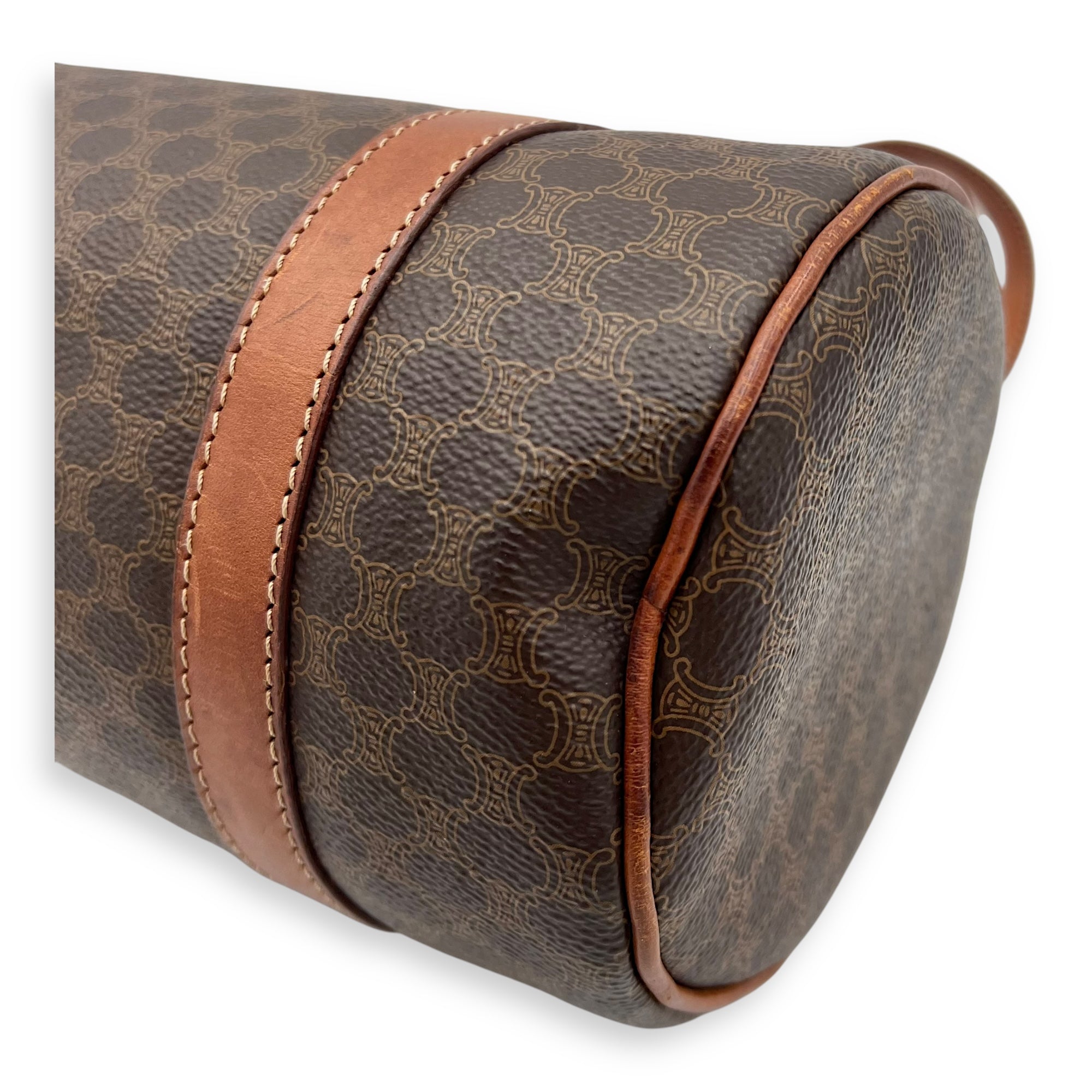 Celine Macadam Shoulder Bag Brown in Coated Canvas, Gold hardware_10