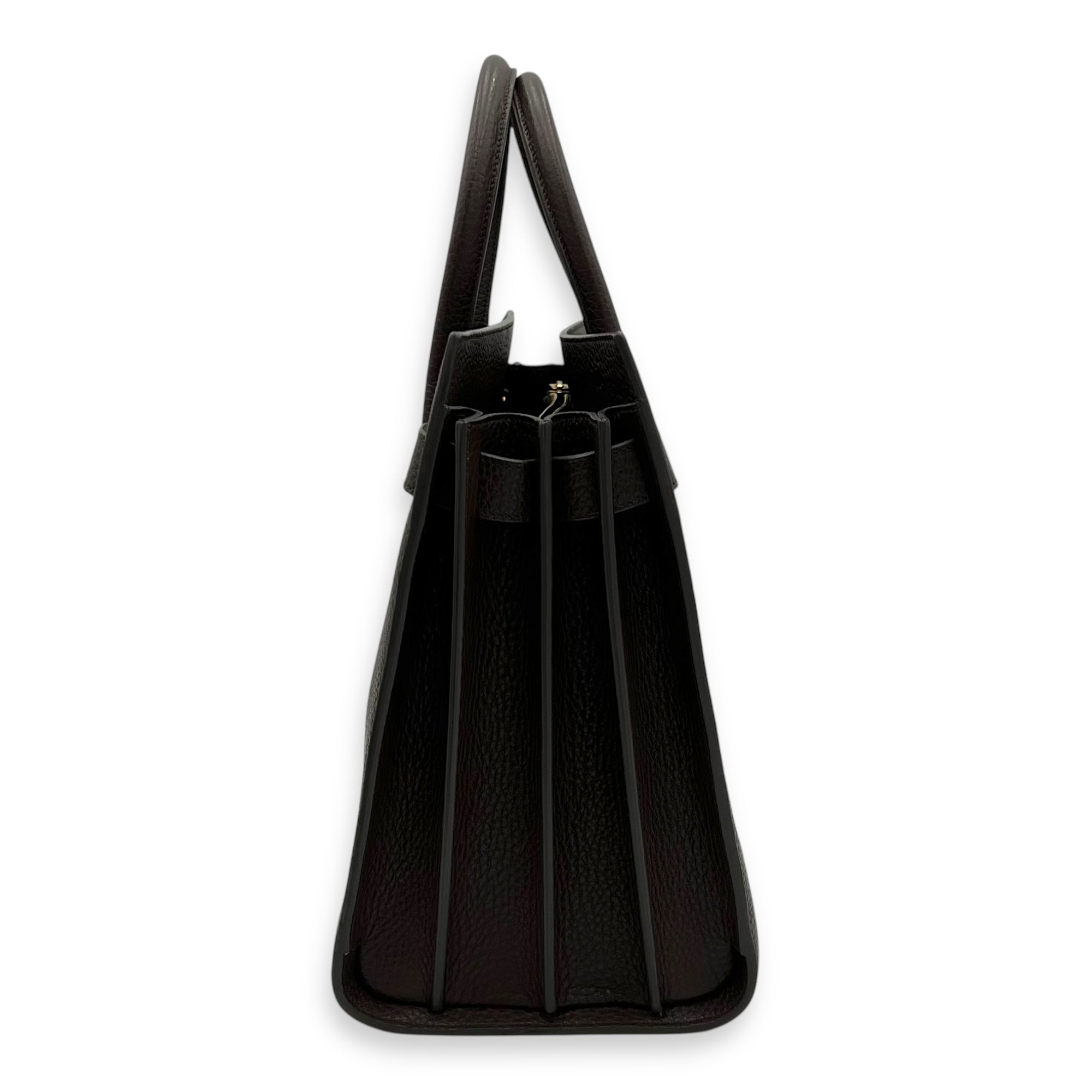 Saint Laurent Sac de Jour Small Brown Top Handle Bag in Calfskin, Gold hardware_3