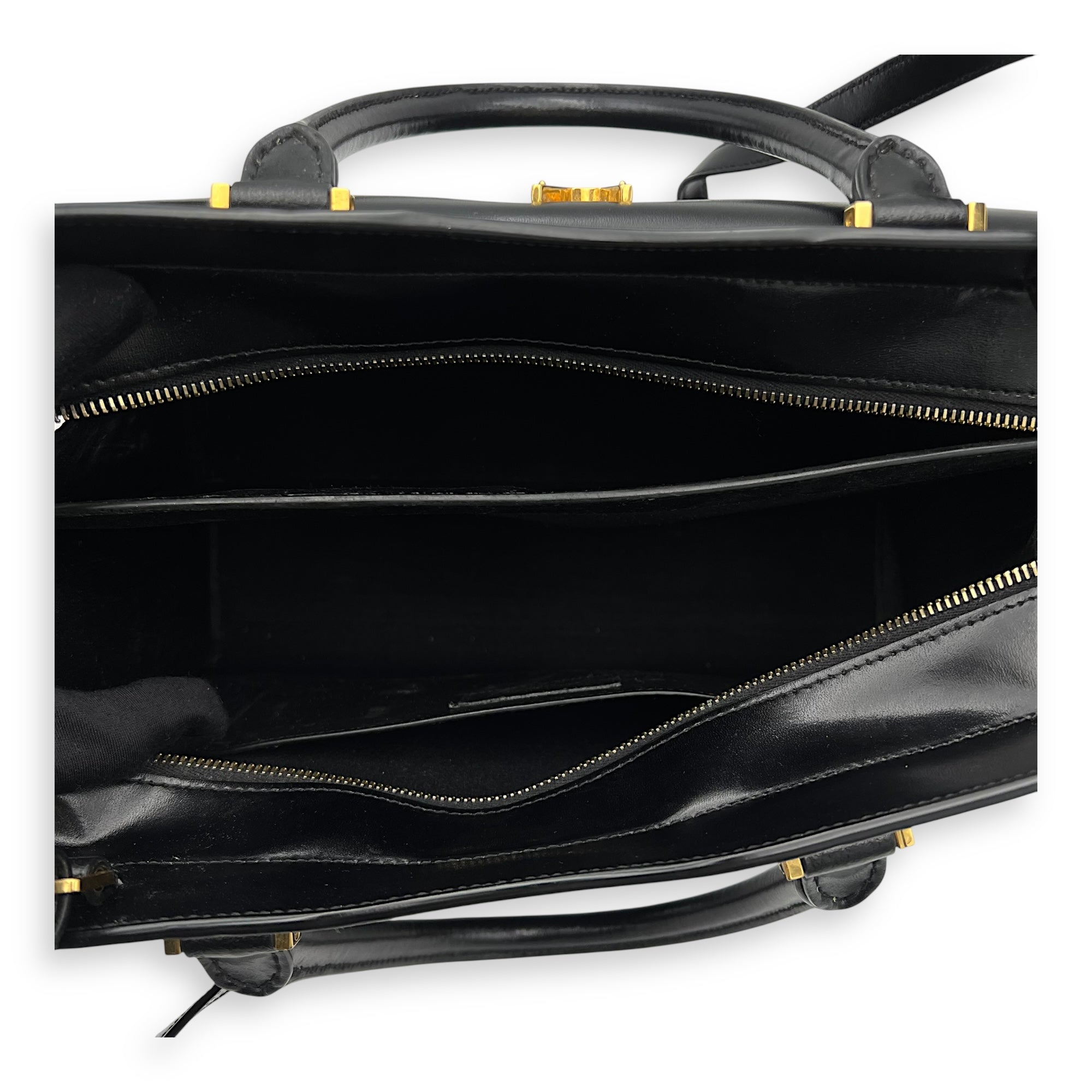 Saint Laurent Uptown Top Handle Bag Black in Calfskin, Gold hardware_6