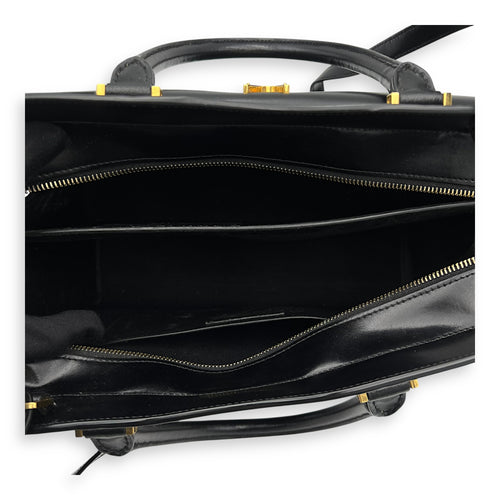 Saint Laurent Uptown Top Handle Bag Black in Calfskin, Gold hardware_6