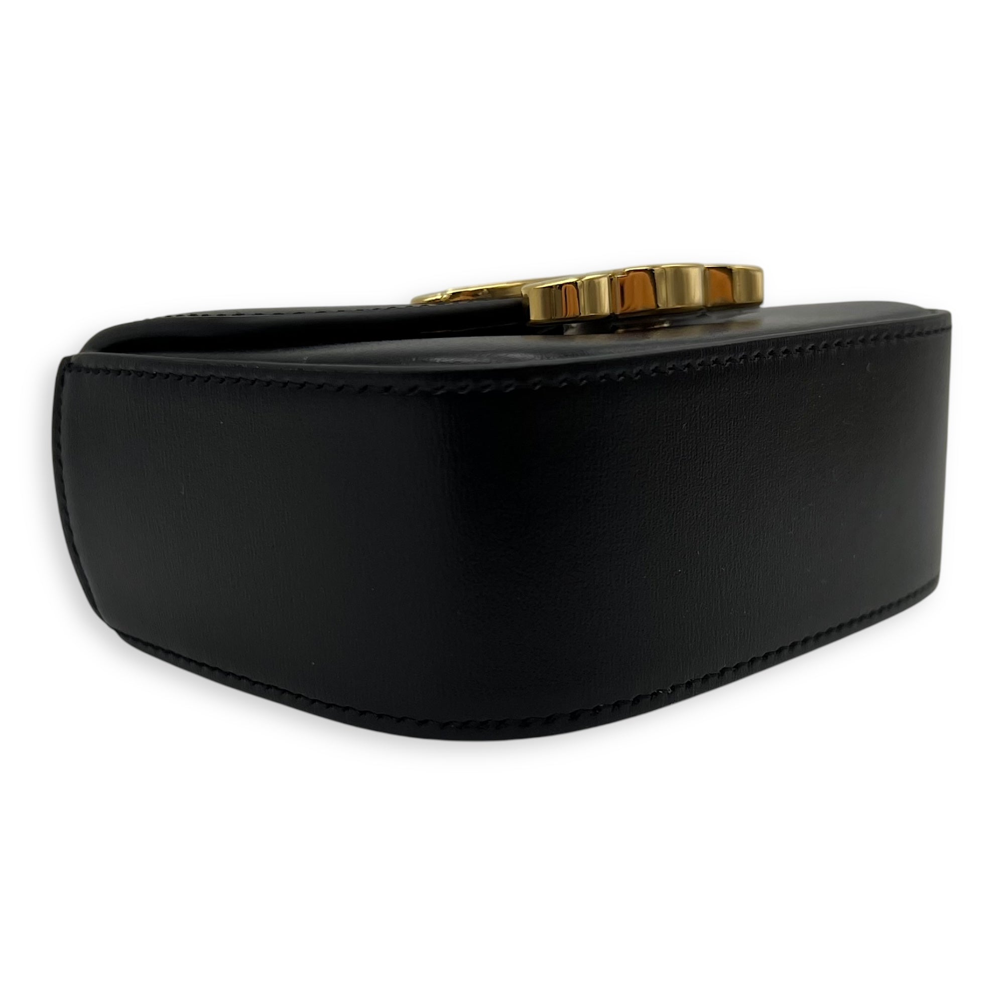 Celine Claude Crossbody Bag Black in Calfskin, Gold hardware_8