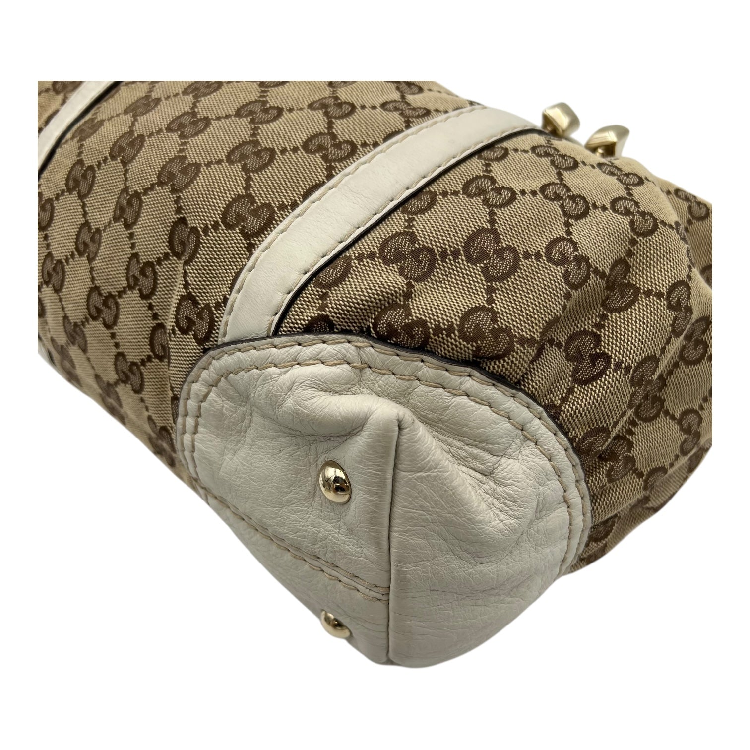 Gucci Boston Top Handle Bag Brown in Canvas, Gold hardware_9