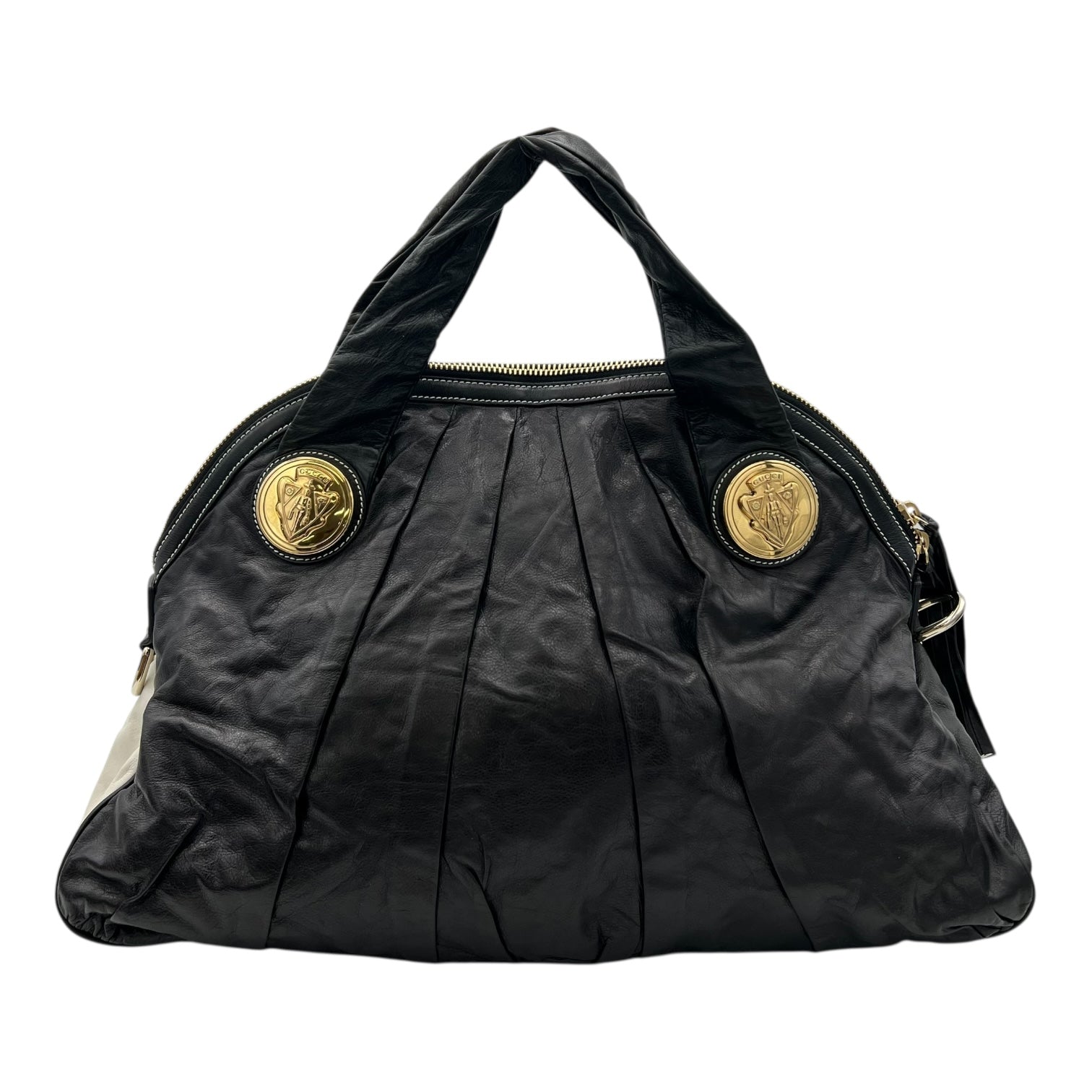 Gucci Hobo Top Handle Bag Black in Calfskin, Gold hardware_2