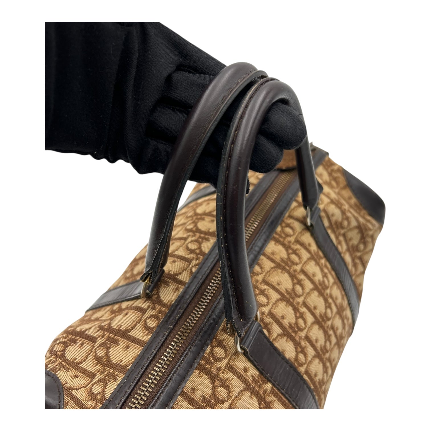 Christian Dior Trotteur Top Handle Bag Brown in Coated Canvas, Silver hardware_10