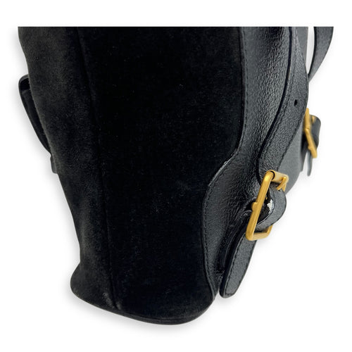 Gucci Bamboo Backpack Black in Suede Leather, Gold hardware_9