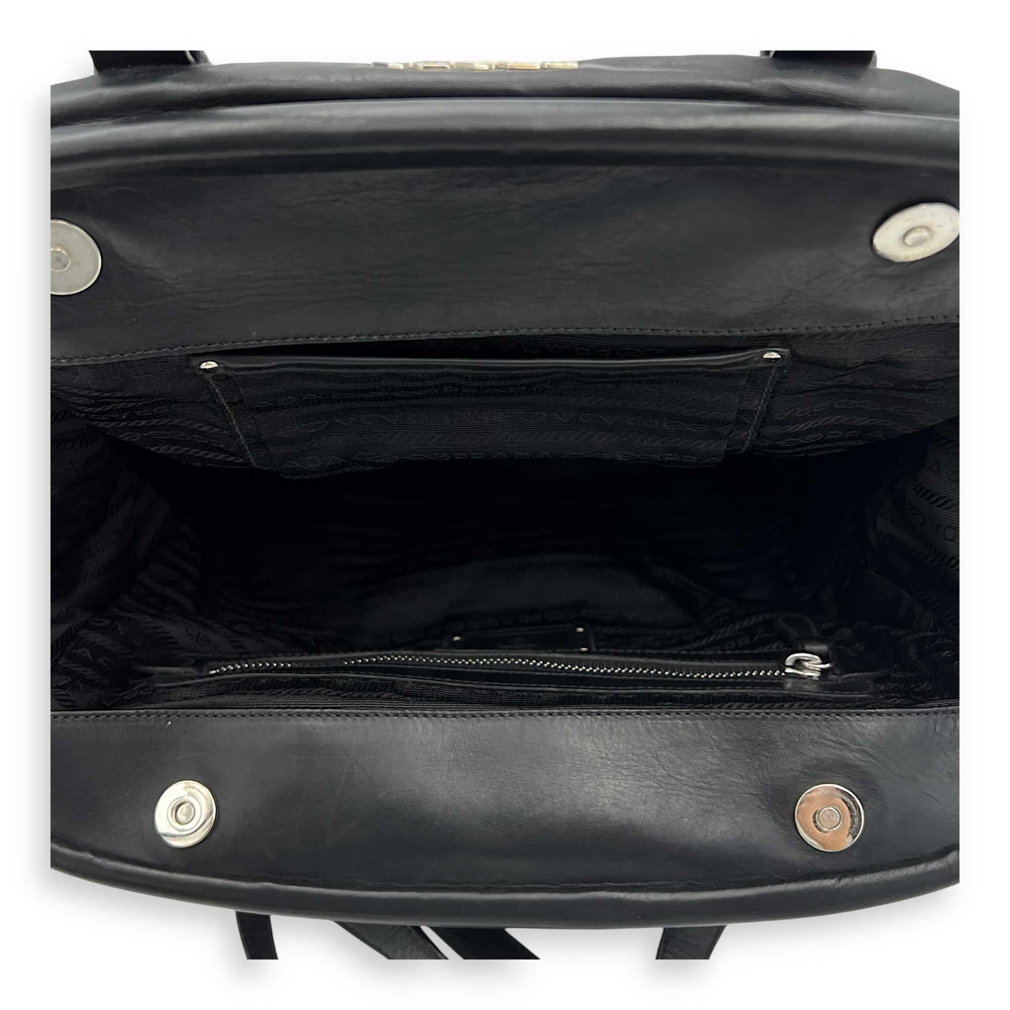 Prada Frame Shoulder Bag Black in Calfskin, Silver hardware_6