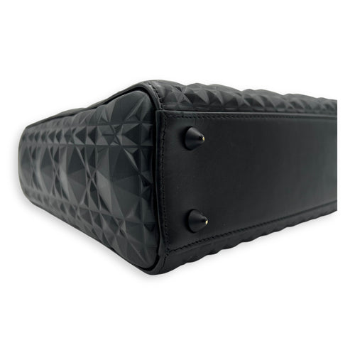 Christian Dior Lady Dior Medium Black Top Handle Bag in Calfskin, Ultramatte hardware_11