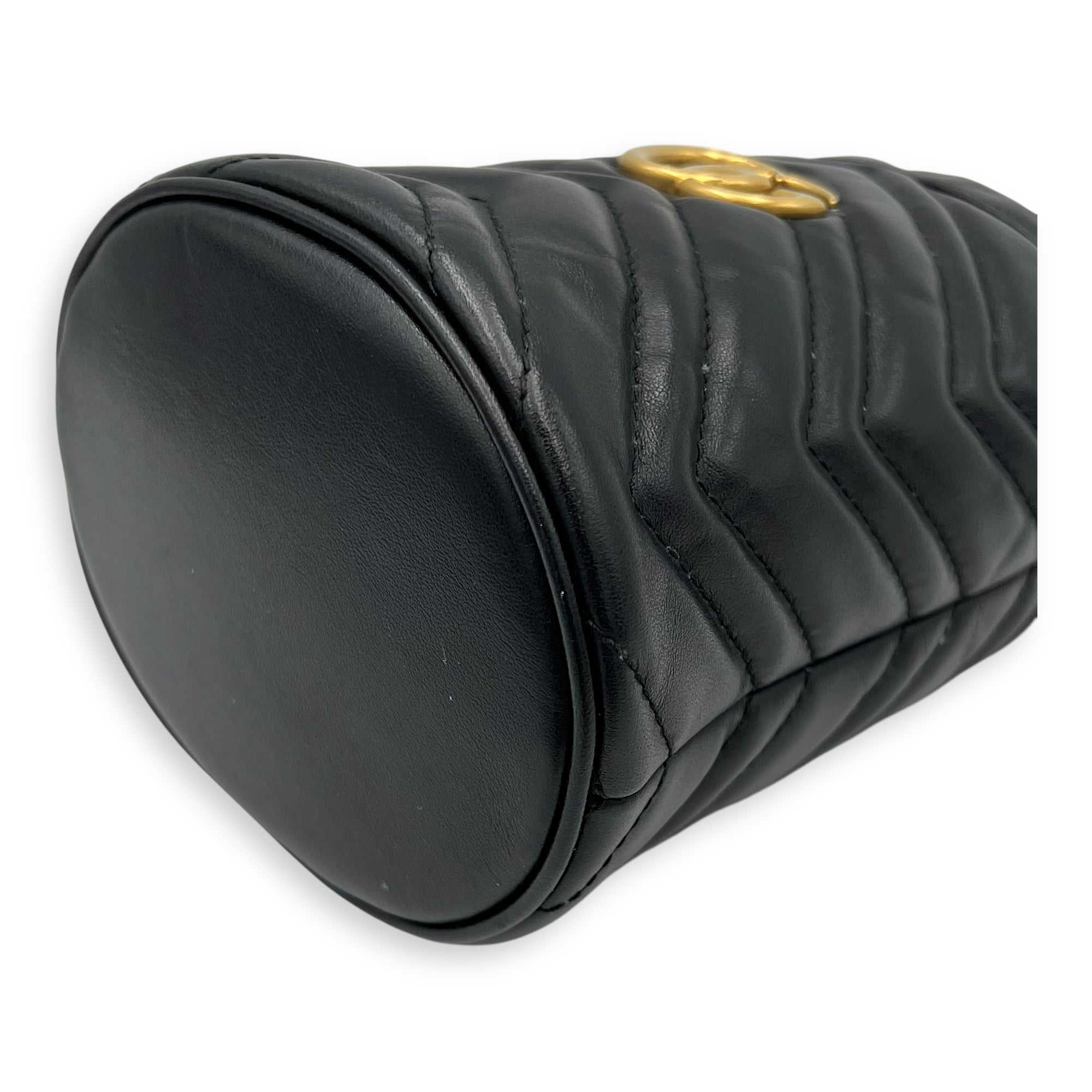 Gucci GG Bucket Bag Black in Calfskin, Gold hardware_9