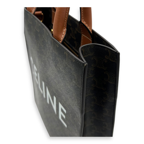 Celine Triomphe Top Handle Bag Brown in Coated Canvas, Gold hardware_4