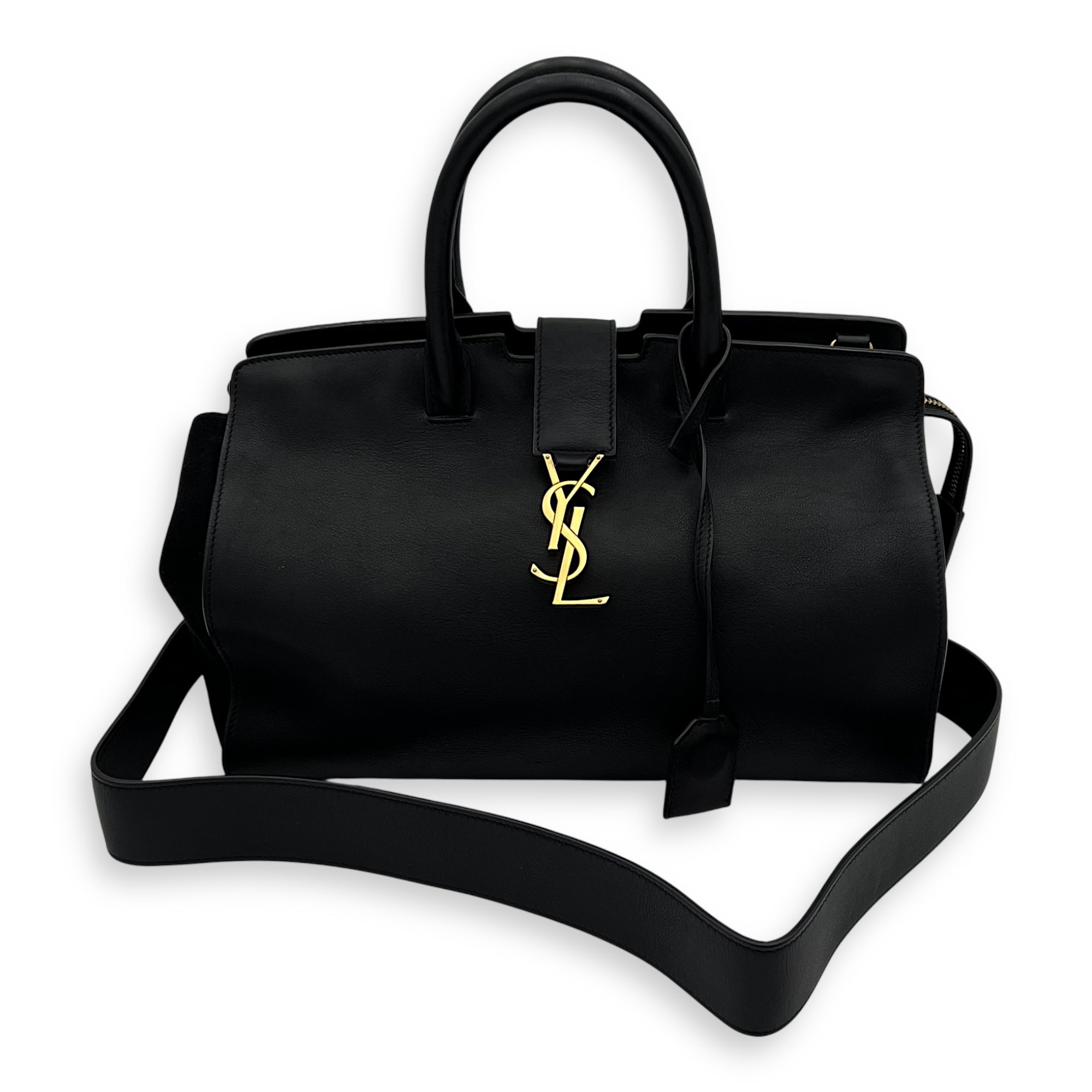 Saint Laurent Downtown Top Handle Bag Black in Calfskin, Gold hardware_13