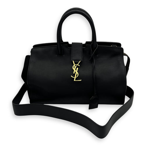 Saint Laurent Downtown Top Handle Bag Black in Calfskin, Gold hardware_13