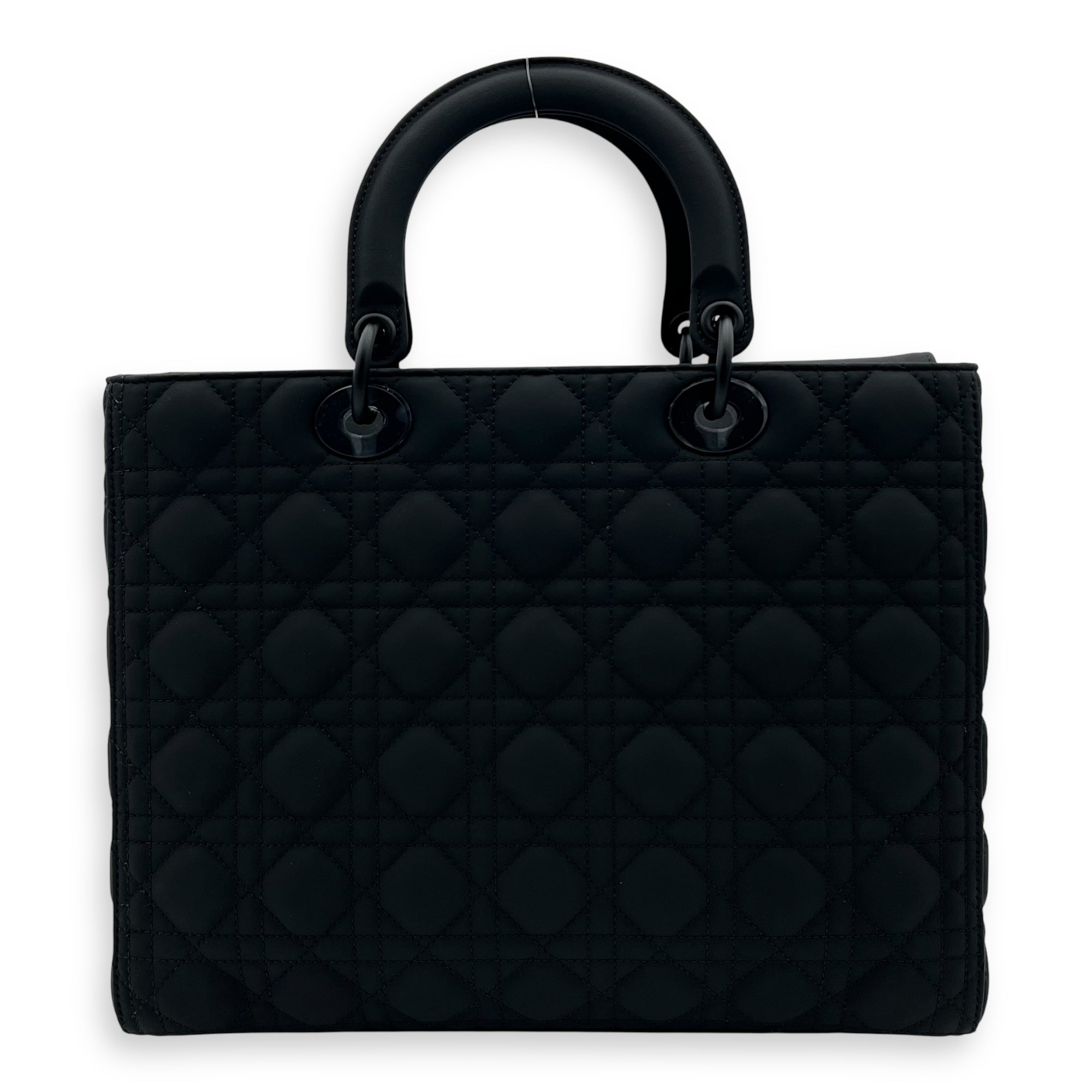 Christian Dior Lady Dior Large Black Top Handle Bag in Lambskin, Ultramatte hardware_2