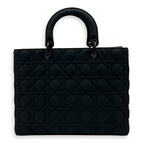 Christian Dior Lady Dior Large Black Top Handle Bag in Lambskin, Ultramatte hardware_2