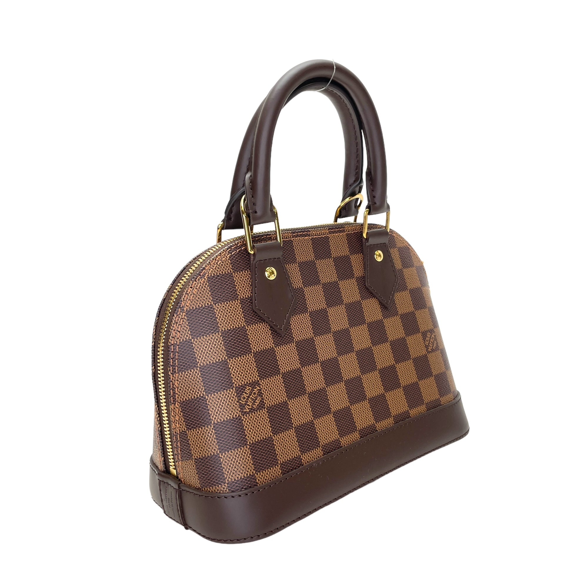 Alma Top Handle Bag BB Brown in Coated Canvas, Gold hardware