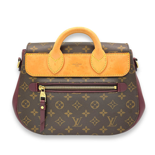 Eden MM Brown Top Handle Bag in Monogram Coated Canvas, Gold hardware