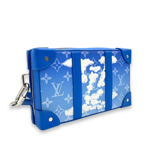 Clouds Soft Trunk Blue Crossbody Bag in Monogram Coated Canvas, Silver hardware