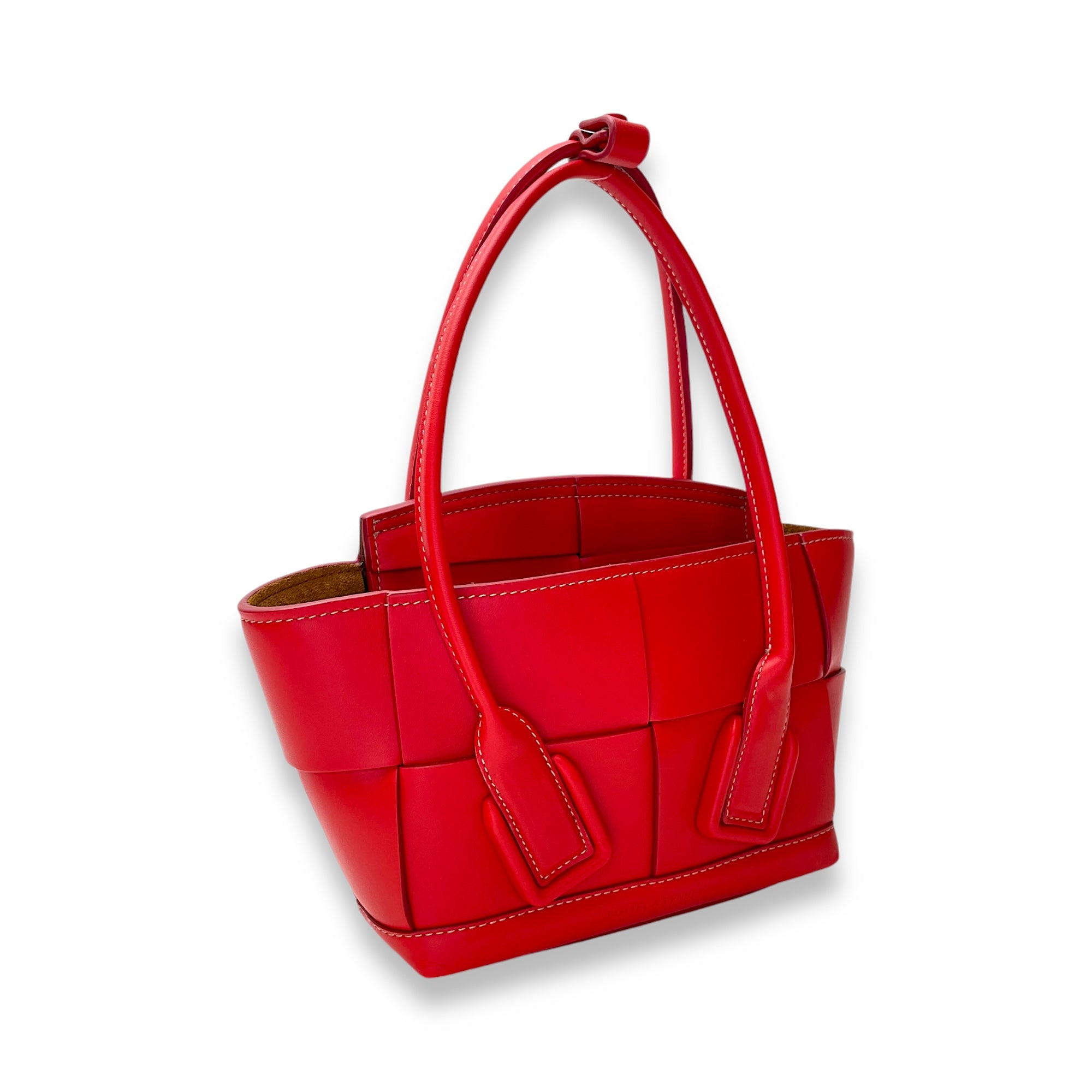 Arco Tote Bag Red in Lambskin, Silver hardware