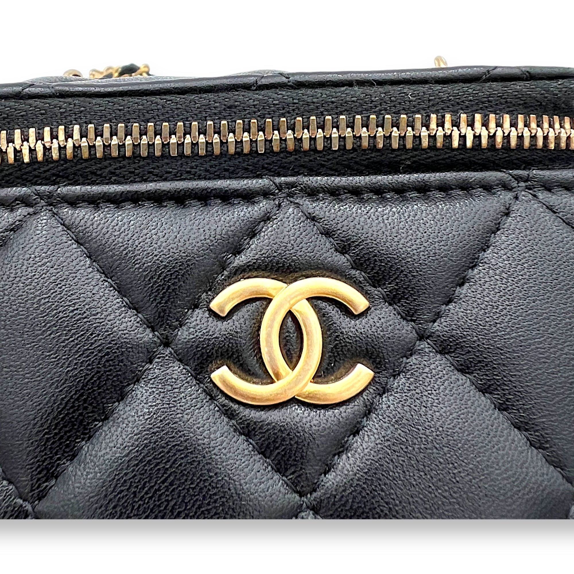 CC Vanity Bag Mini Black in Lambskin, Gold hardware