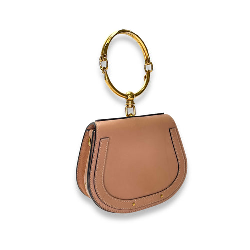 Nile Top Handle Bag Beige in Calfskin, Gold hardware