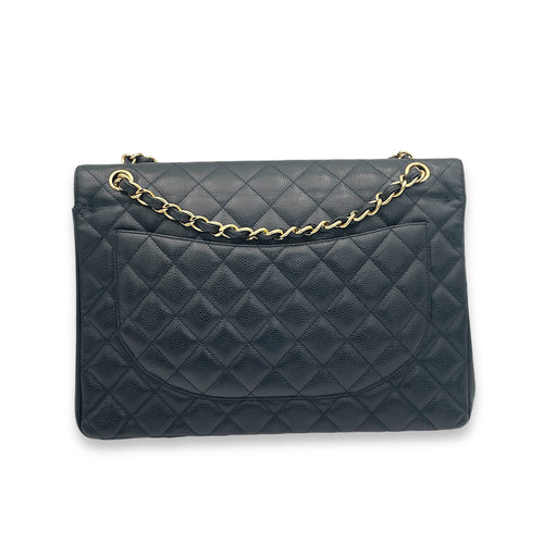 Classic Crossbody Bag Maxi Black in Caviar Leather, Gold hardware