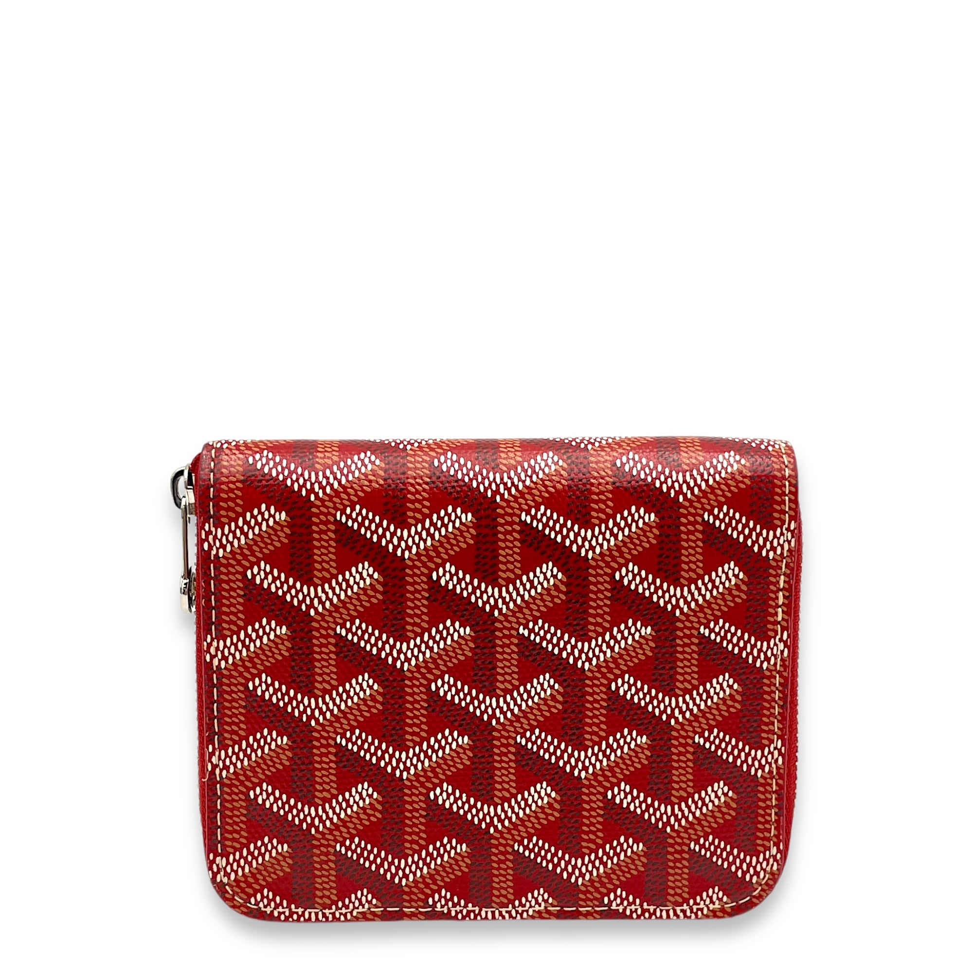 Matignon Wallet Red in Coated Canvas, Silver hardware