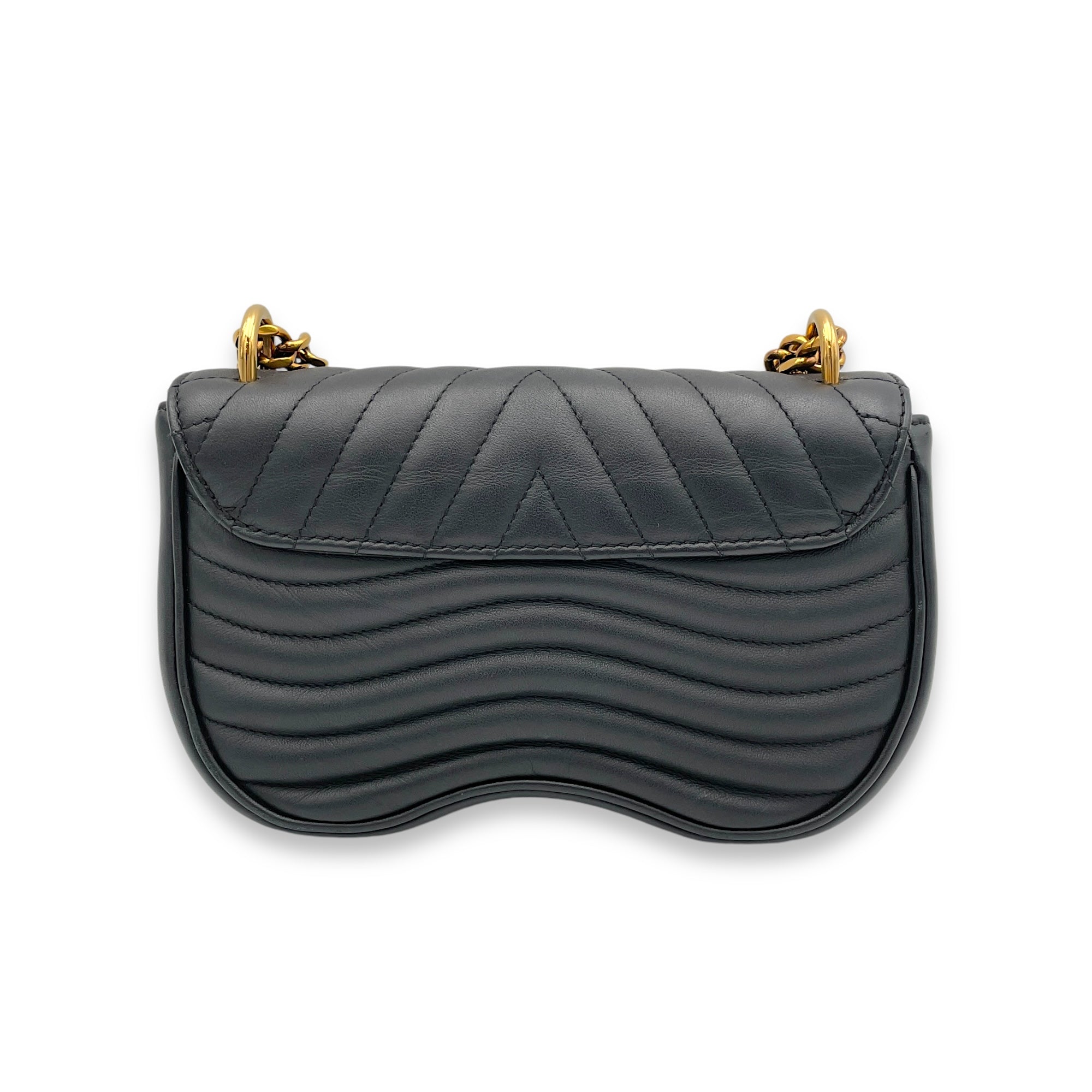 New Wave Crossbody Bag Black in Calfskin, Gold hardware