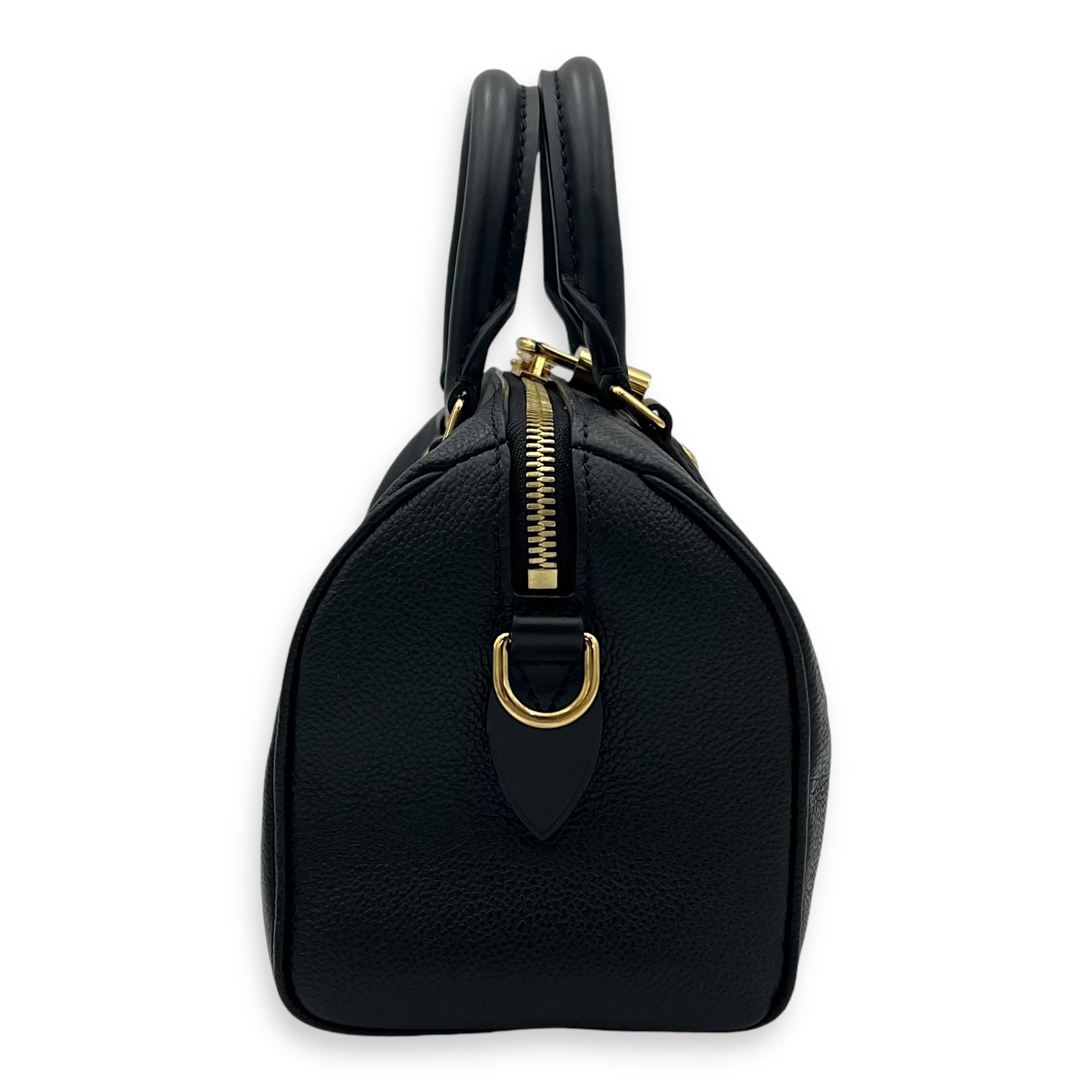 Speedy Bandouliere Top Handle Bag 20 Black in Empreinte Leather, Gold hardware