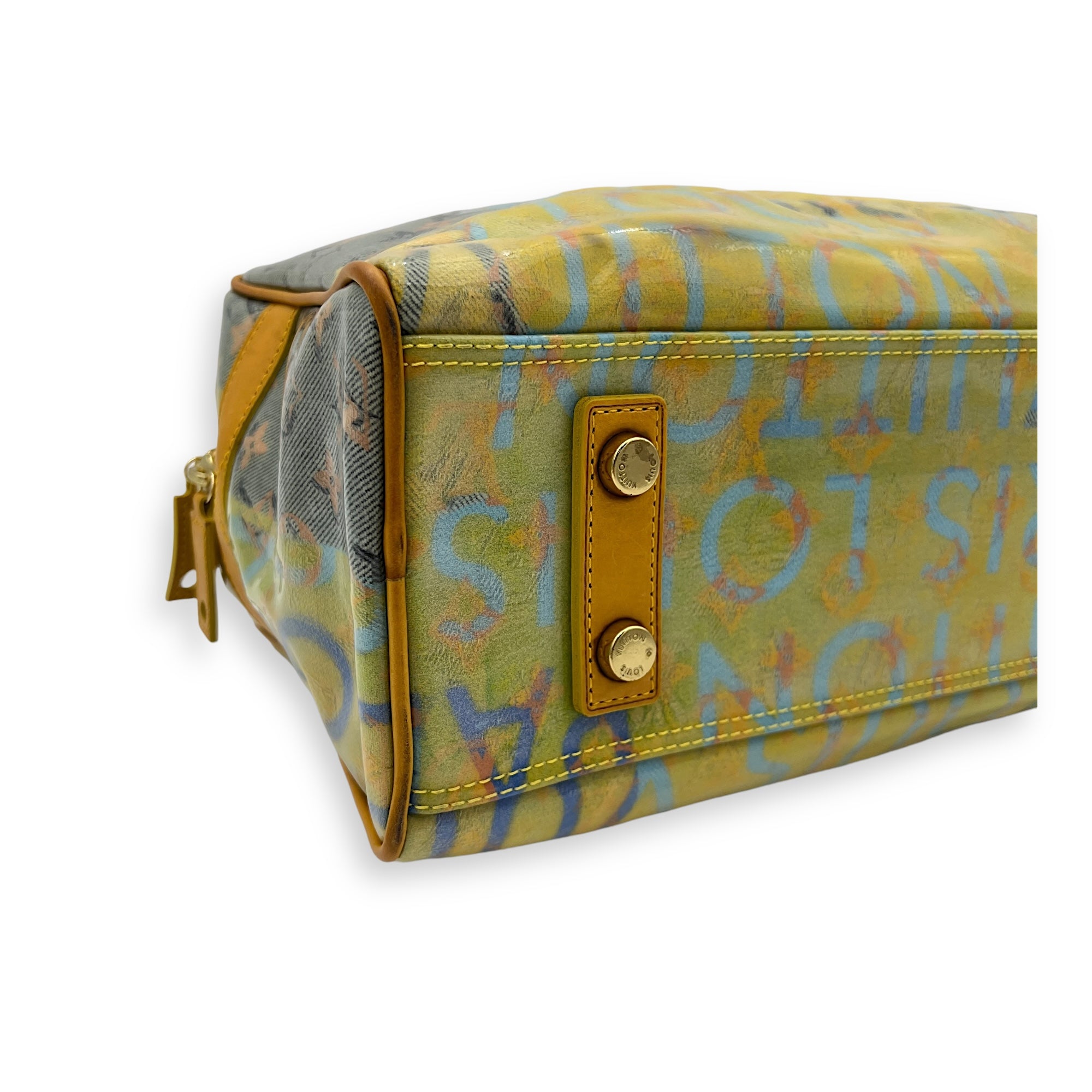 Richard Prince Pulp Weekender Yellow Top Handle Bag in Vinyl, Gold hardware