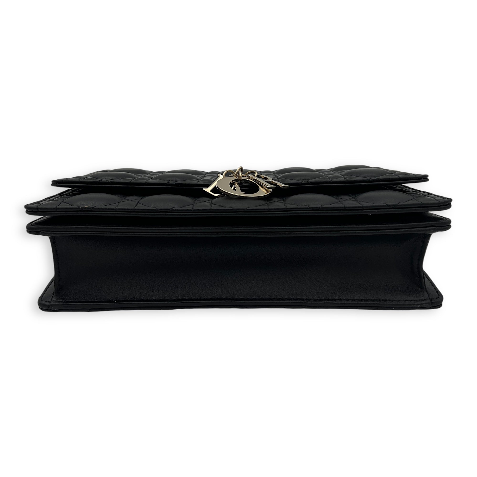 Miss Dior Black Top Handle Bag in Lambskin, Gold hardware