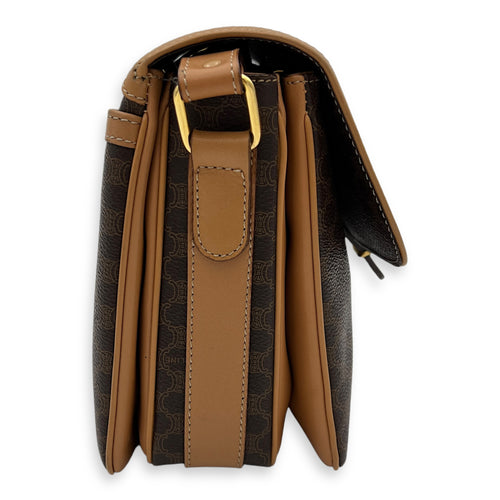 Macadam Brown Crossbody Bag in Coated Canvas, Gold hardware