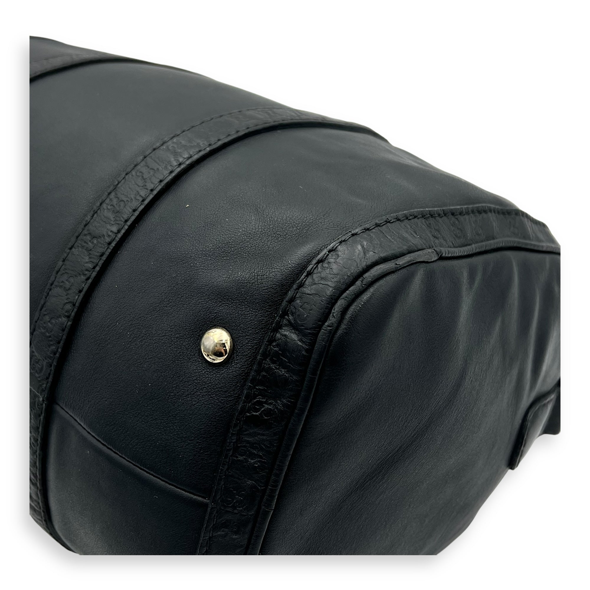 Boston Top Handle Bag Black in Calfskin, Light Gold hardware