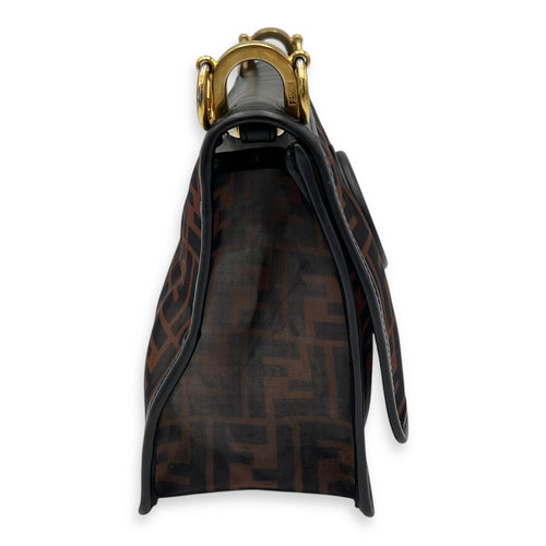 Fendi Kan I Shoulder Bag Brown in Mesh, Gold hardware_3