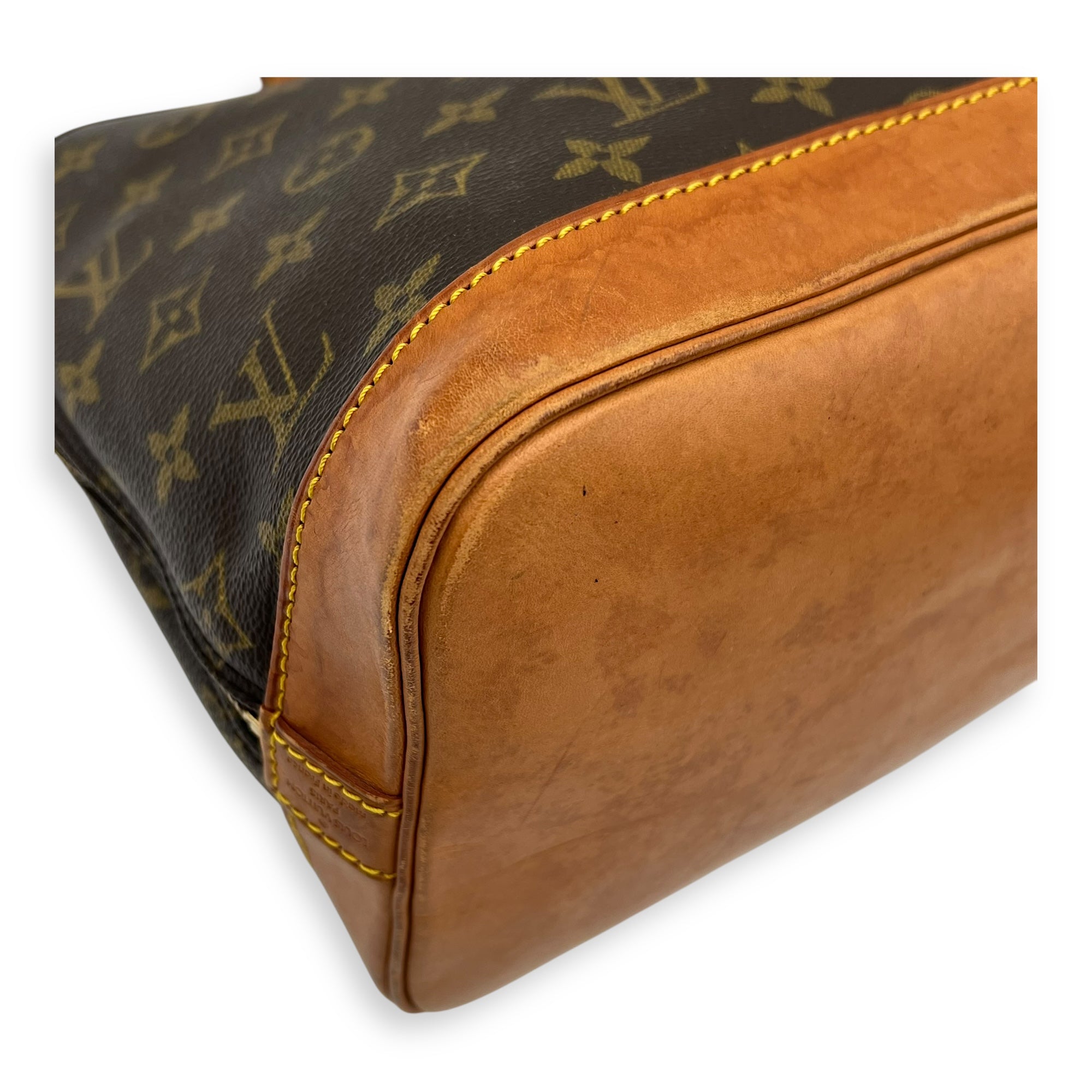 Louis Vuitton Alma Top Handle Bag PM Brown in Monogram Coated Canvas, Gold hardware_10