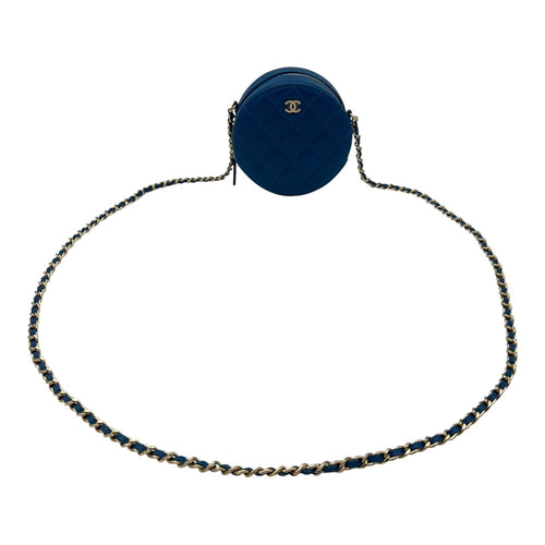 Chanel Round CC Crossbody Bag Blue in Caviar Leather, Gold hardware_10