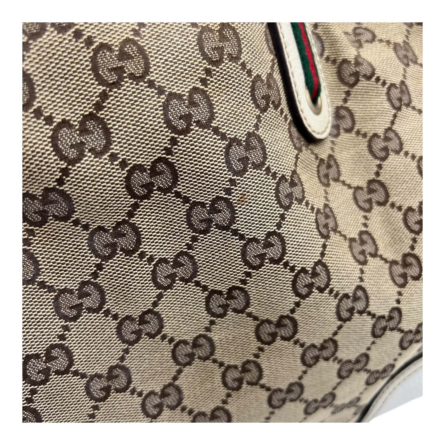 Gucci GG Shoulder Bag White in Canvas, Gold hardware_12