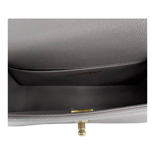 Chanel Chevron Quilted Boy Small Grey Shoulder Bag in Caviar Leather, Gold hardware_6