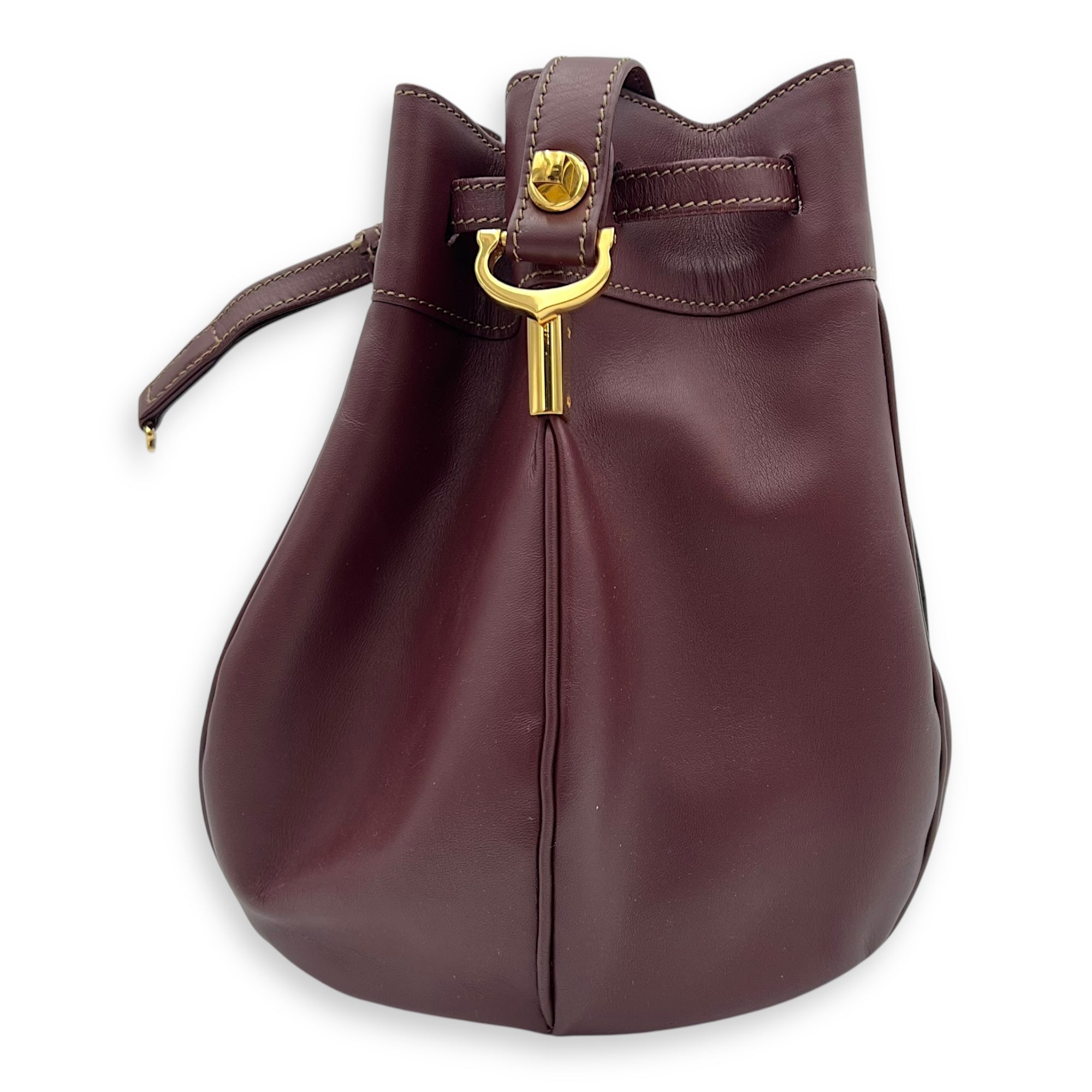 Cartier buck Bucket Bag Red in Calfskin, Gold hardware_4