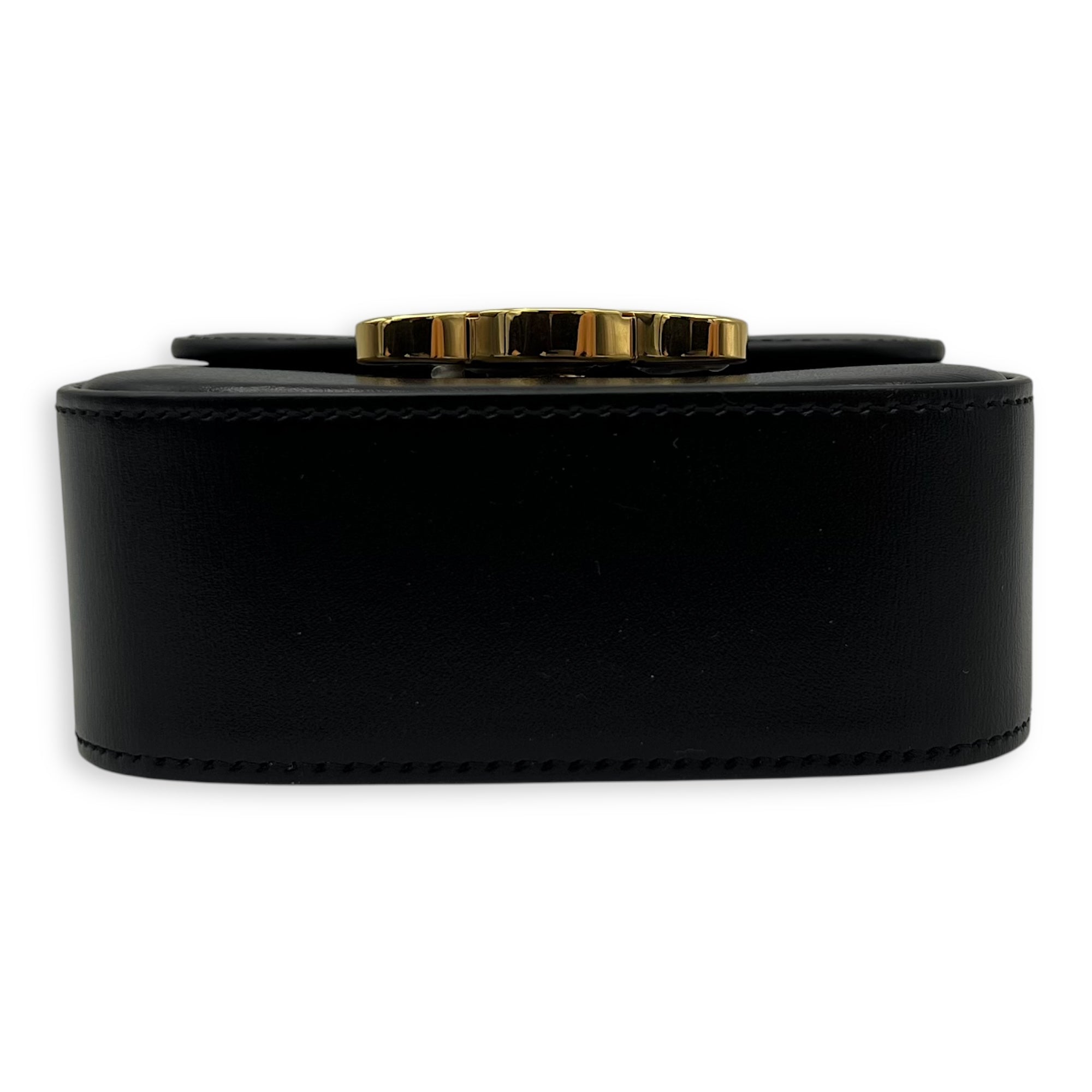 Celine Claude Crossbody Bag Black in Calfskin, Gold hardware_5