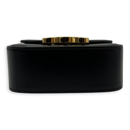 Celine Claude Crossbody Bag Black in Calfskin, Gold hardware_5