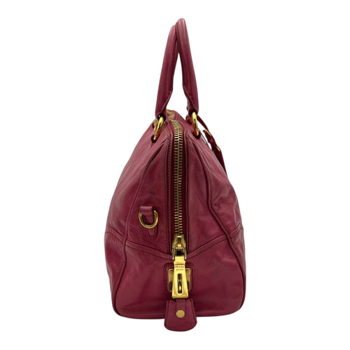 Prada Vitello Shine Top Handle Bag Medium Pink in Calfskin, Gold hardware_3