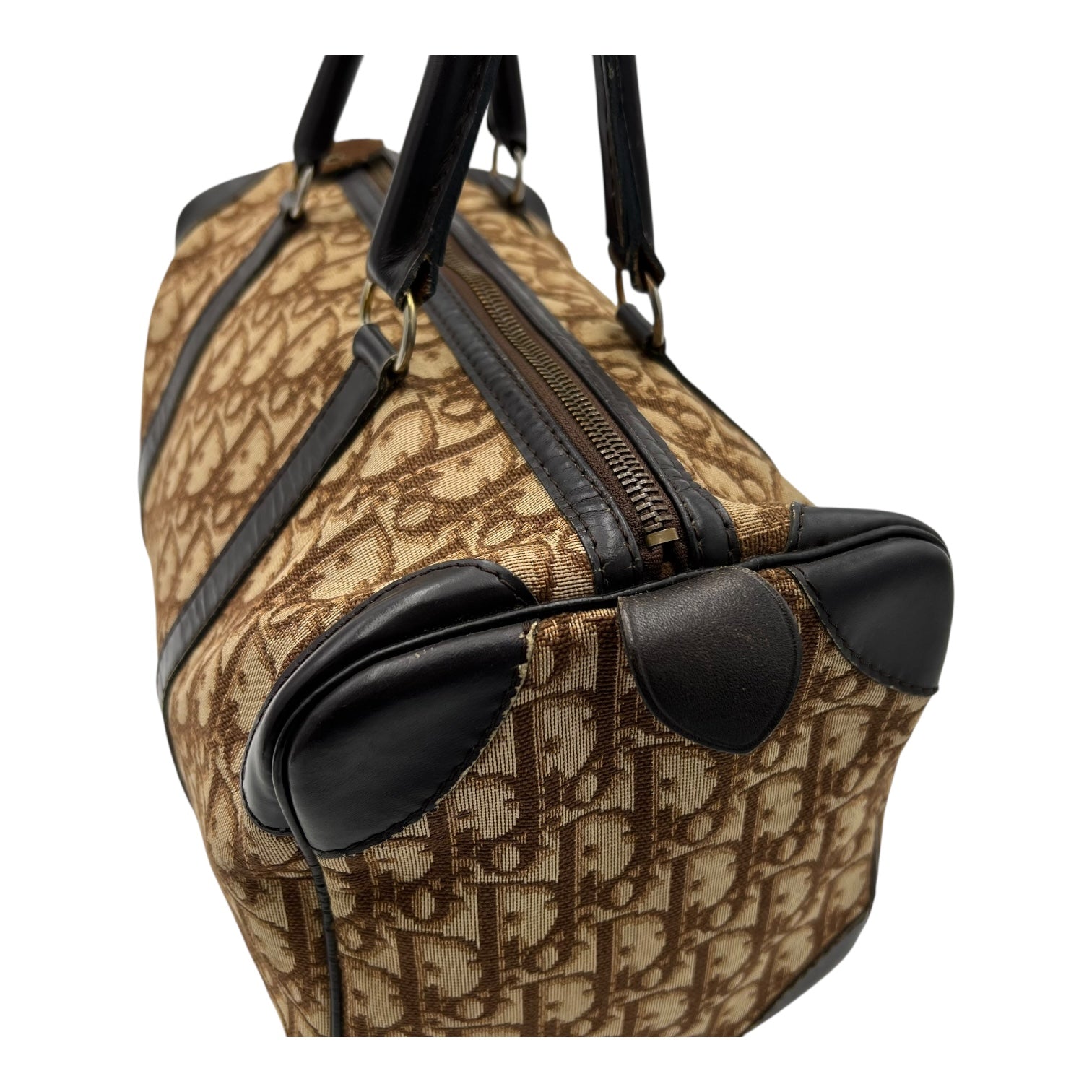 Christian Dior Trotteur Top Handle Bag Brown in Coated Canvas, Silver hardware_9