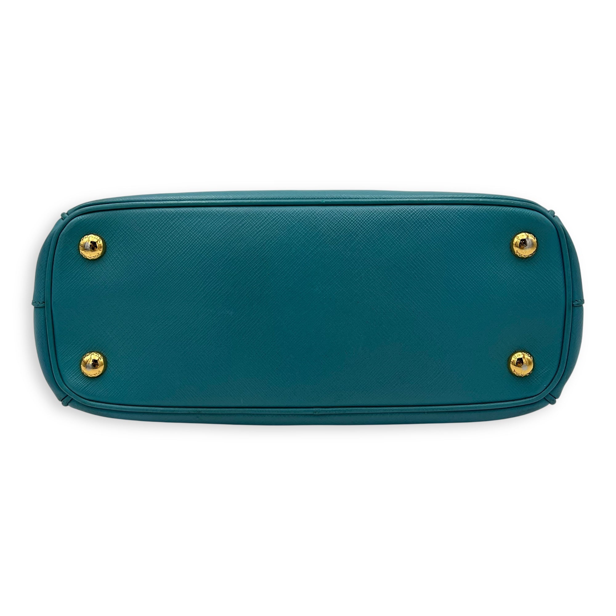 Prada Galleria Top Handle Bag Blue in Saffiano Leather, Gold hardware_5