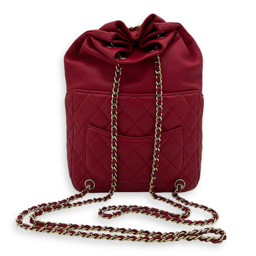 Chanel Seoul Red Backpack in Lambskin, Gold hardware_2