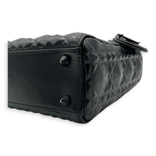 Christian Dior Lady Dior Medium Black Top Handle Bag in Calfskin, Ultramatte hardware_10