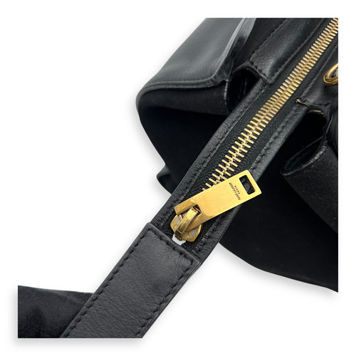 Saint Laurent Downtown Top Handle Bag Black in Calfskin, Gold hardware_12