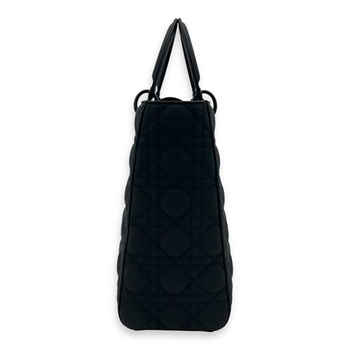Christian Dior Lady Dior Large Black Top Handle Bag in Lambskin, Ultramatte hardware_3
